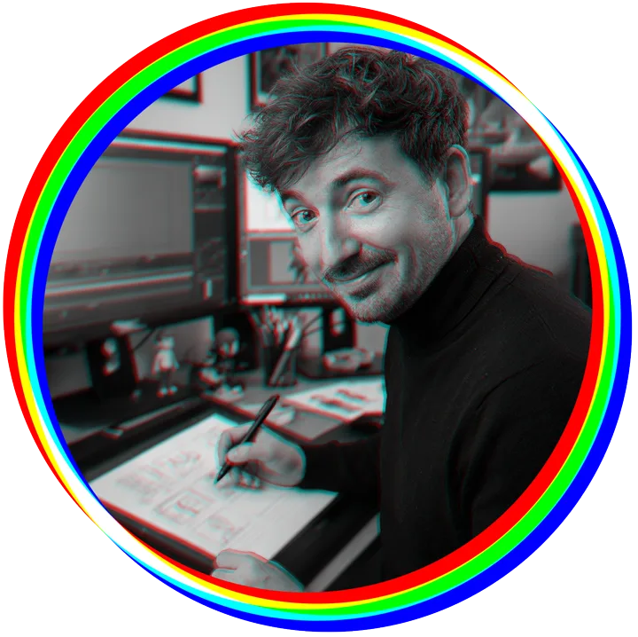 Yann Lencot, motion designer, à sa table de storyboard